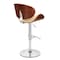 Armen Living Naples Cream Faux Leather Adjustable Height Swivel Walnut Wood and Chrome Base Bar Stool LCNABACRWA - alternate 2